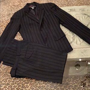 DKNY Double Pinstriped Suit, black, size 6